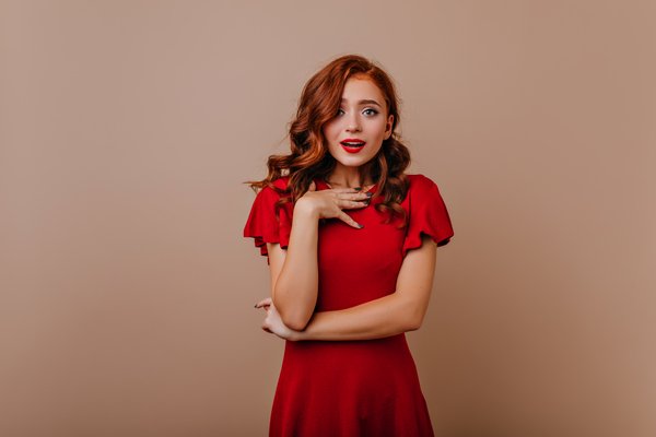 surprised glamorous girl with cu